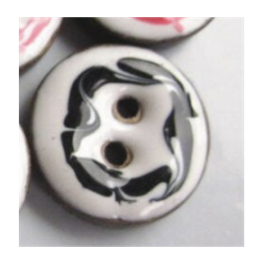 KOKOSKNAPP EMALJERT - Hvit med svart dekor